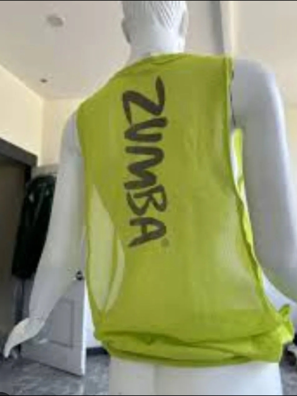 Zumba Neon Lime Mesh Tank Top Cinch Bottom Size Medium